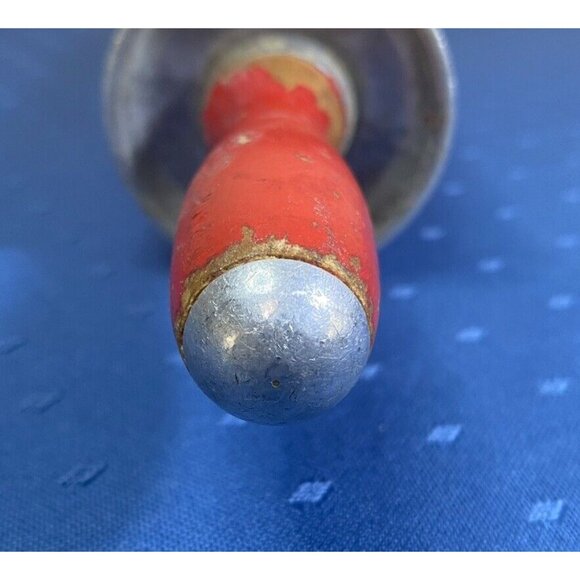 Vintage Aluminum Red Handle Rolling Pin 18" Shabby Chic - Picture 6 of 6